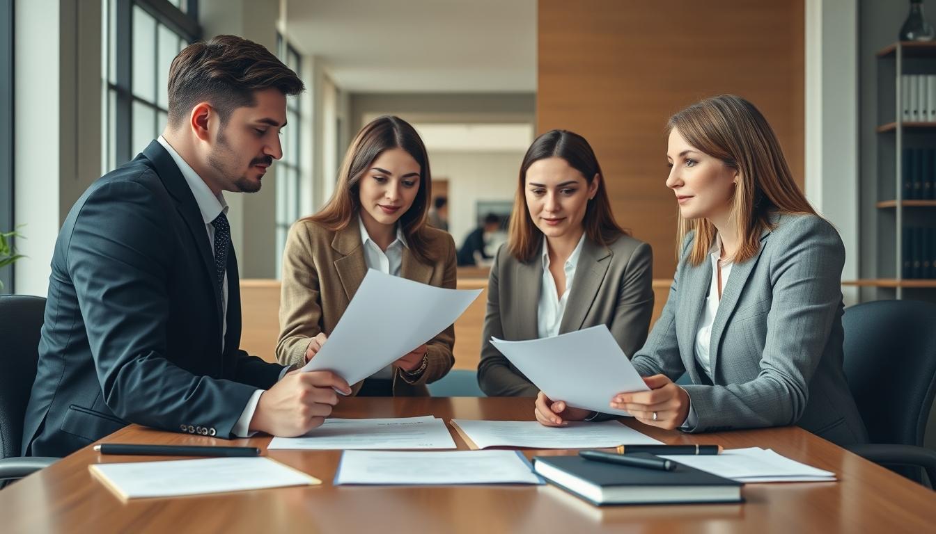 Family reviewing legal documents